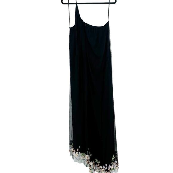 Mac Duggal Asymmetric Floral Chiffon High-Low Sleeveless Black Gown Size 10 NWT - Picture 6 of 13